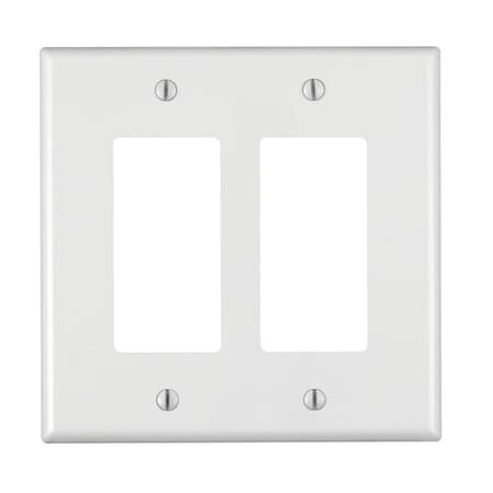 Eaton Wiring Devices Faceplate, Number of Gangs: 2 Nylon, White PJ262-00W